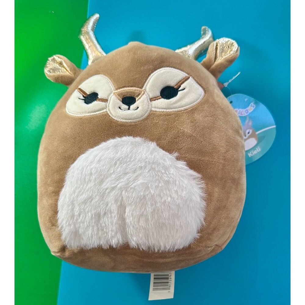Squishmallows Kieli the Antelope 8 Inch Gold Antlers Fluffy Belly Plush NWT